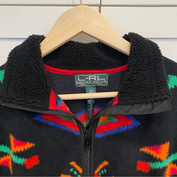 Ralph Lauren L-RL Lauren Active Fleece Full Zip Aztec Black Jacket - Picture 4 of 7
